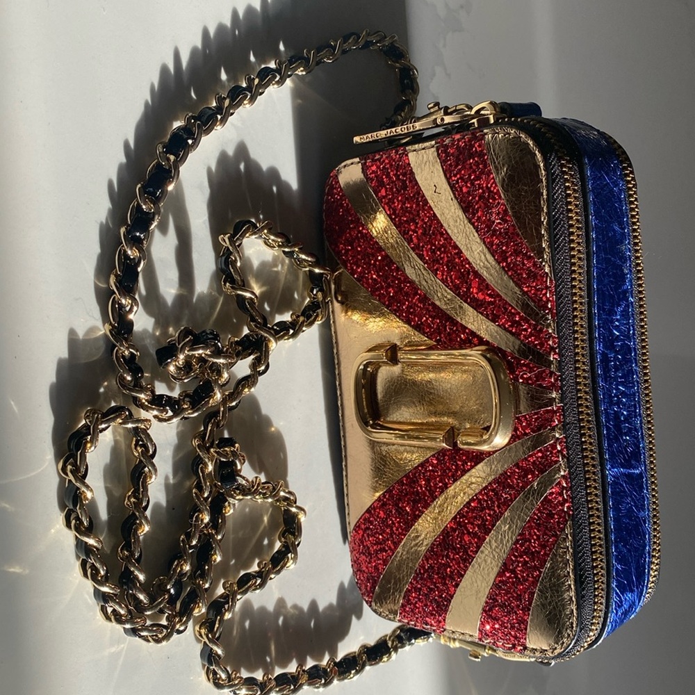 Marc Jacobs Red, Gold, and Blue Glitter Bag